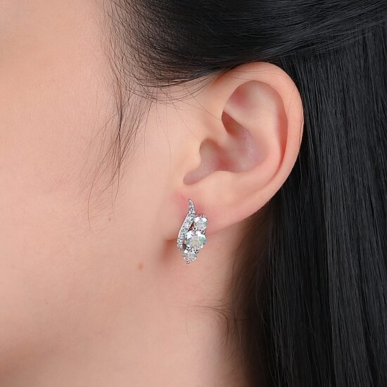 DiamonArt® Preciosa Aurora Borealis 4 CT. T.W. White Cubic Zirconia Sterling Silver 19mm Stud Earrings