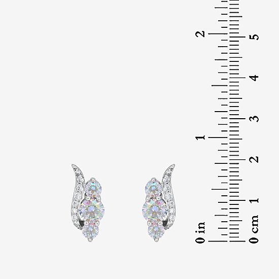 DiamonArt® Preciosa Aurora Borealis 4 CT. T.W. White Cubic Zirconia Sterling Silver 19mm Stud Earrings
