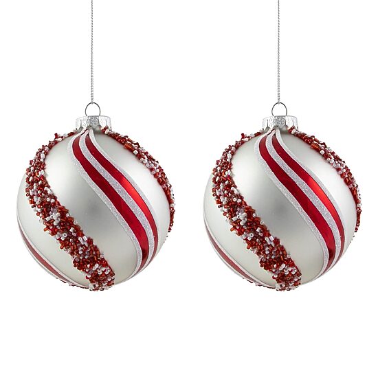 Northlight Striped Ball 2-pc. Christmas Ornament