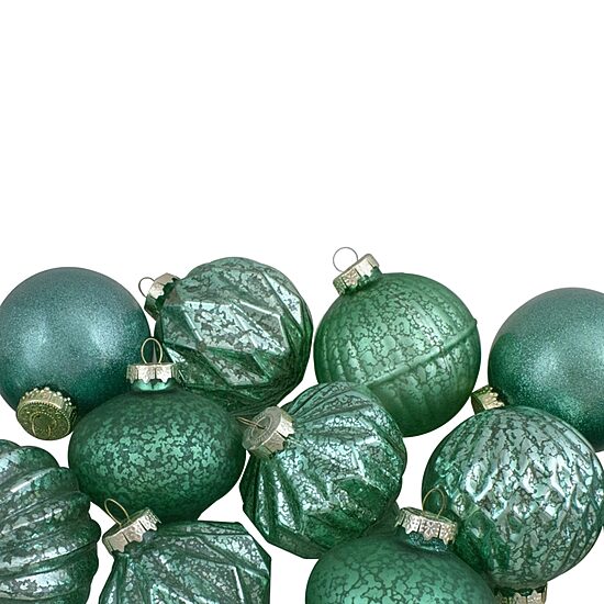 Northlight Green Finial And Glass Ball 12-pc. Christmas Ornament