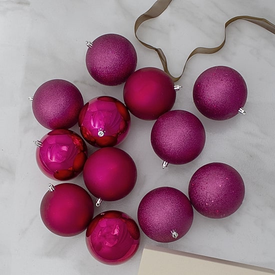 Northlight Pink 4-Finish Ball 12-pc. Christmas Ornament