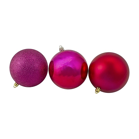 Northlight Pink 4-Finish Ball 12-pc. Christmas Ornament