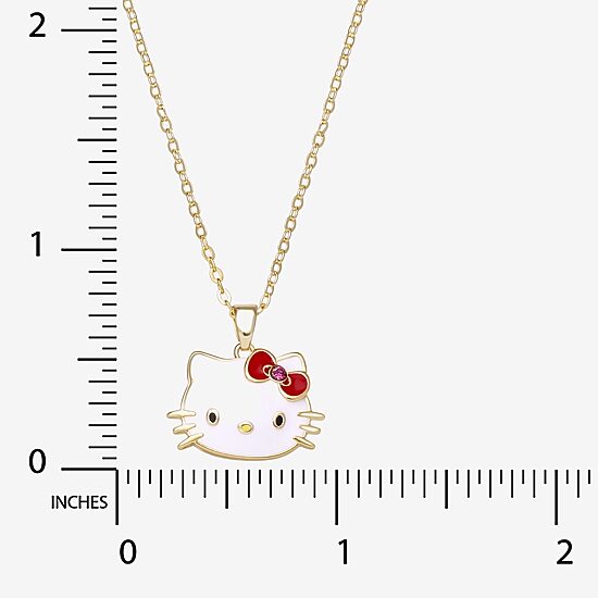 Womens Red Crystal 18K Gold Over Brass Bow 16 Inch Pendant Necklace