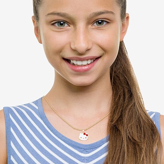 Womens Red Crystal 18K Gold Over Brass Bow 16 Inch Pendant Necklace