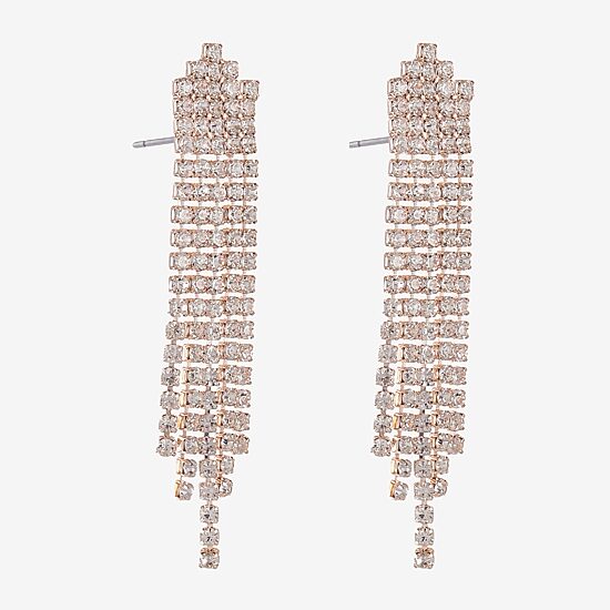 Monet Jewelry Timeless Rose Gold Tassle Womens Glass Hypoallergenic Drop Earrings