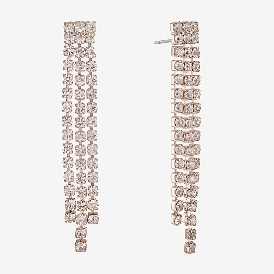 Monet Jewelry Timeless Rose Gold Womens Glass Hypoallergenic Drop Earrings