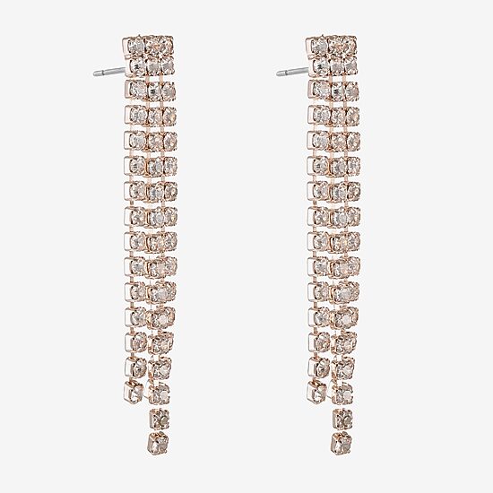 Monet Jewelry Timeless Rose Gold Womens Glass Hypoallergenic Drop Earrings