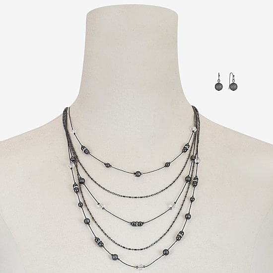 Liz Claiborne Layered Necklace And Drop Earring Womens 2-pc. Jewelry Set