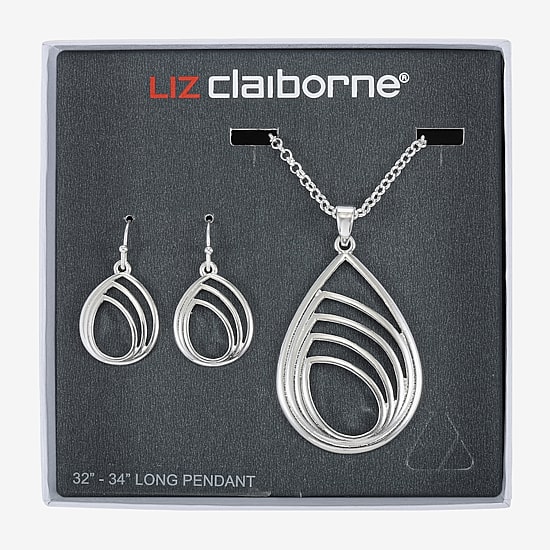Liz Claiborne Pendant Necklace And Drop Earring Womens 2-pc. Jewelry Set