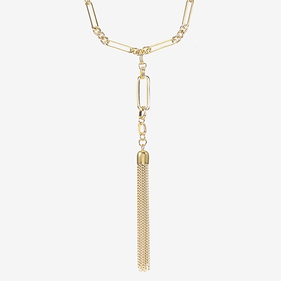 Liz Claiborne Tassle Womens Paperclip 32 Inch Pendant Necklace