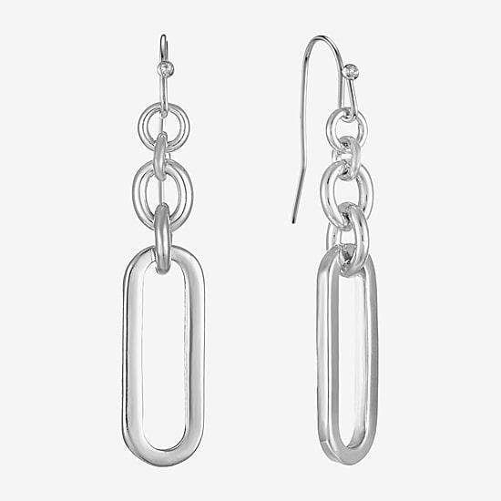 Liz Claiborne Womens Paperclip Drop Earrings