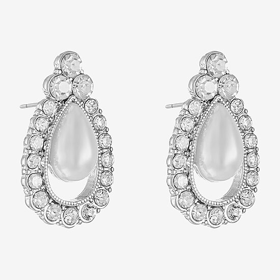 Monet Jewelry Timeless Glass Simulated Pearl 21mm Stud Earrings
