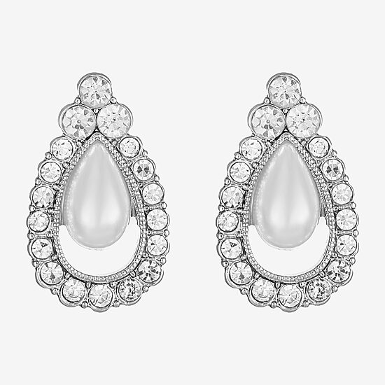 Monet Jewelry Timeless Glass Simulated Pearl 21mm Stud Earrings