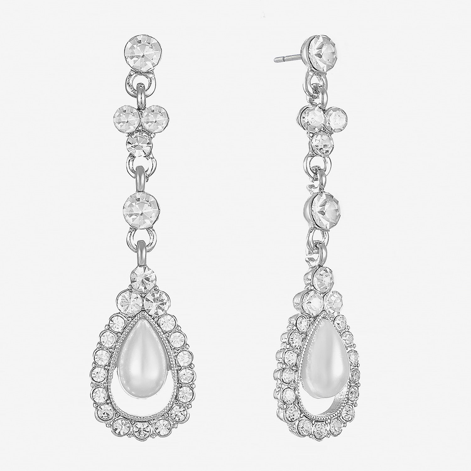 Monet Jewelry Timeless Womens Glass Simulated Pearl Hypoallergenic Drop Earrings