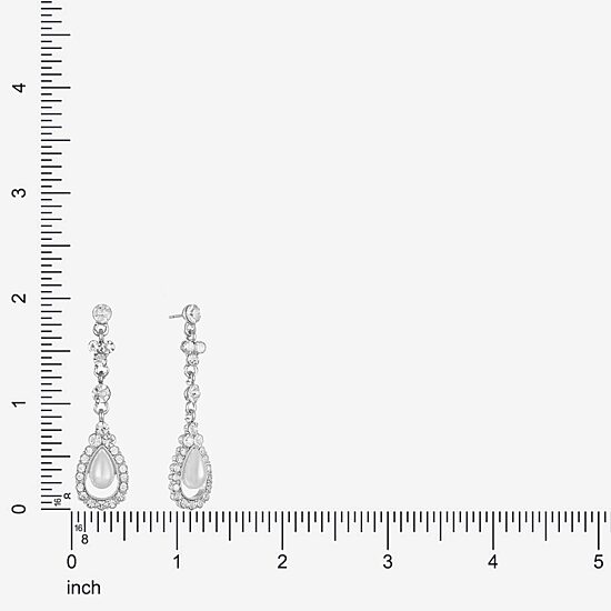 Monet Jewelry Timeless Womens Glass Simulated Pearl Hypoallergenic Drop Earrings