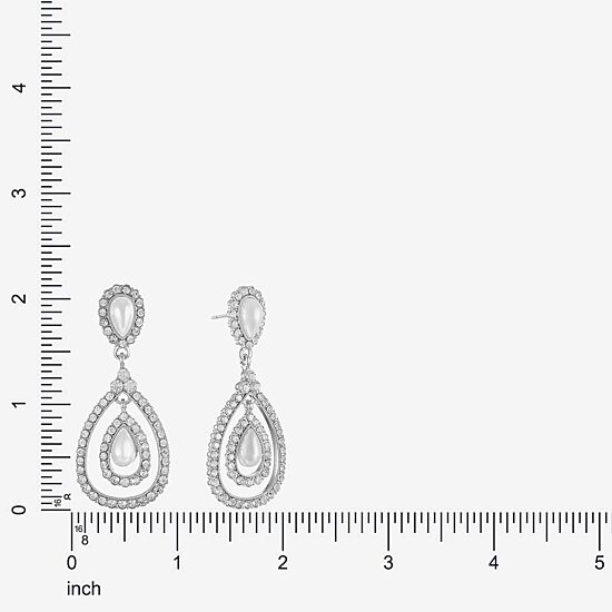 Monet Jewelry Timeless Womens Glass Simulated Pearl Hypoallergenic Drop Earrings