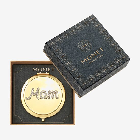 Monet Jewelry Mom Gold Tone Compact Mirror