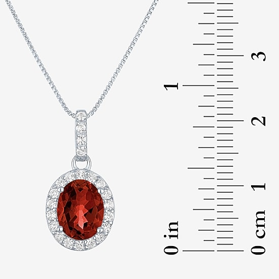 Gemstone Sterling Silver Oval Pendant Necklace