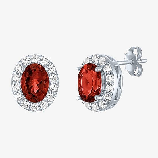 Gemstone Oval Sterling Silver 10mm Oval Stud Earrings