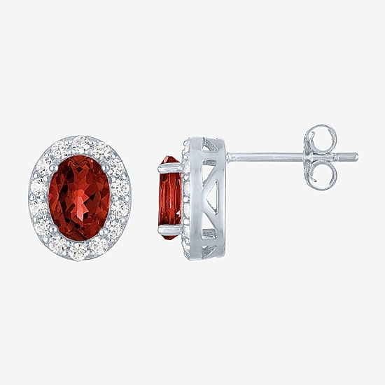Gemstone Oval Sterling Silver 10mm Oval Stud Earrings