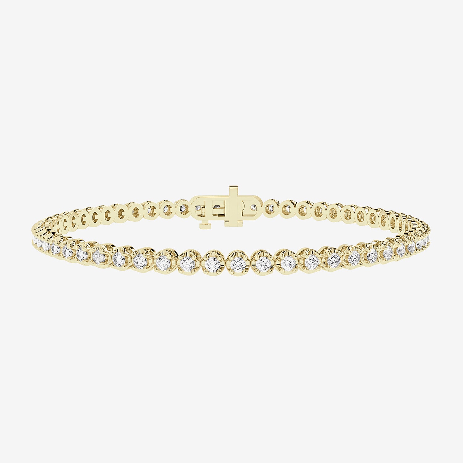 (H-I/ I1) Womens 2 CT. T.W. Lab Grown White Diamond 10K Gold 7.25 Inch Tennis Bracelet