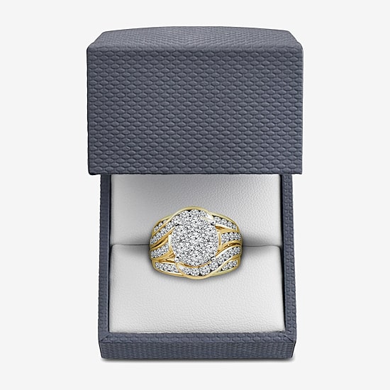 Round 3 CT.T.W. Natural Diamond Side Stone Engagement Ring in 10K or 14K Gold
