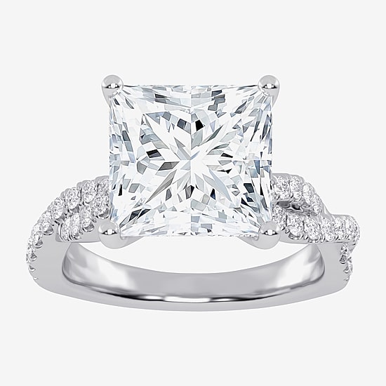 (G-H / Vs2-Si1) Womens 5 1/3 Ct. T.W. Lab Grown White Diamond 14K Gold Side Stone Engagement Ring