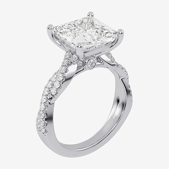 (G-H / Vs2-Si1) Womens 5 1/3 Ct. T.W. Lab Grown White Diamond 14K Gold Side Stone Engagement Ring