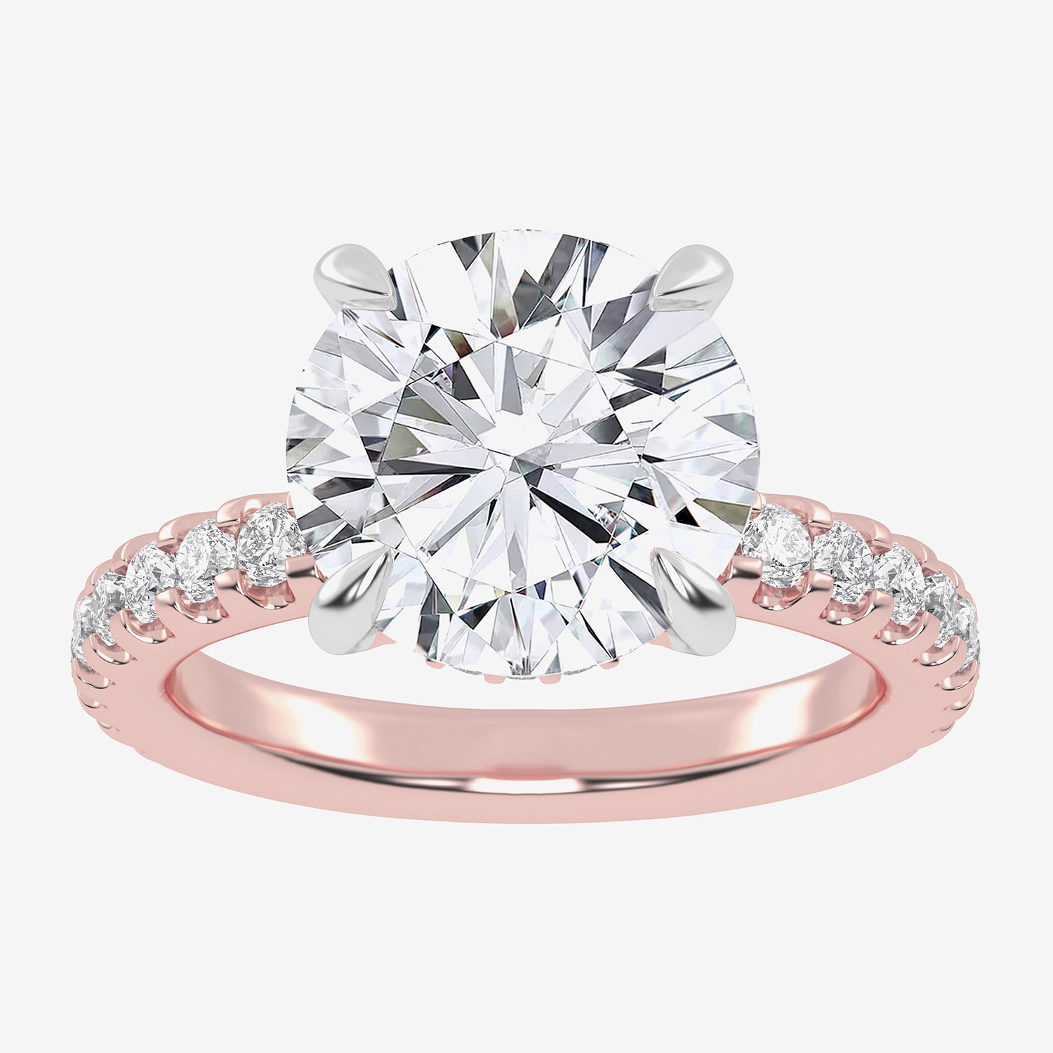 (G-H / Vs2-Si1) Womens 5 1/2 CT. T.W. Lab Grown White Diamond 14K Gold Round Side Stone Engagement Ring