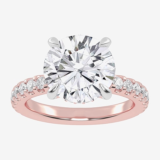 (G-H / Vs2-Si1) Womens 5 1/2 CT. T.W. Lab Grown White Diamond 14K Gold Round Side Stone Engagement Ring