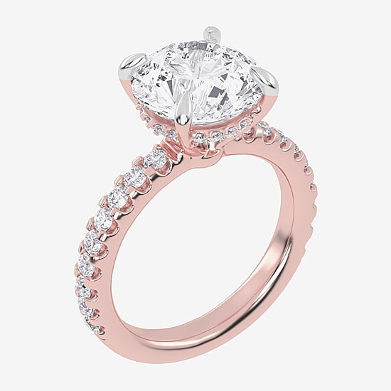 (G-H / Vs2-Si1) Womens 5 1/2 CT. T.W. Lab Grown White Diamond 14K Gold Round Side Stone Engagement Ring