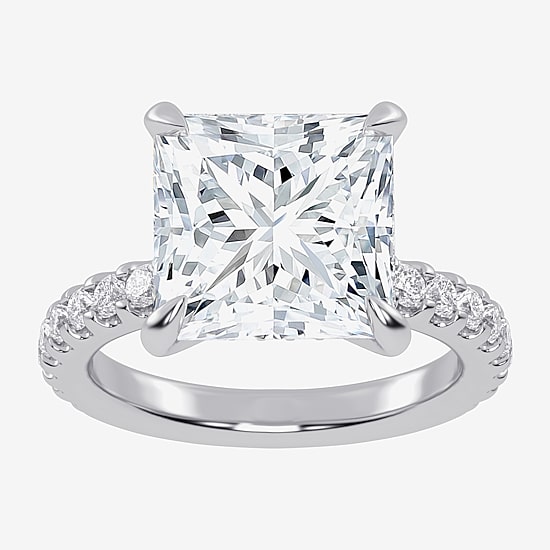 (G-H / Vs2-Si1) Womens 5 1/2 CT. T.W. Lab Grown White Diamond 14K Gold Side Stone Engagement Ring
