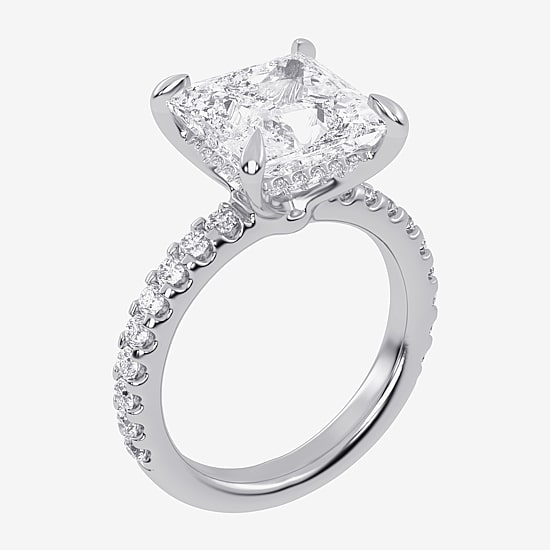 (G-H / Vs2-Si1) Womens 5 1/2 CT. T.W. Lab Grown White Diamond 14K Gold Side Stone Engagement Ring