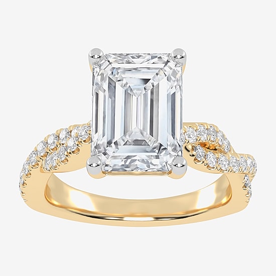 (G-H / Vs2-Si1) Womens 5 1/3 Ct. T.W. Lab Grown White Diamond 14K Gold Side Stone Engagement Ring