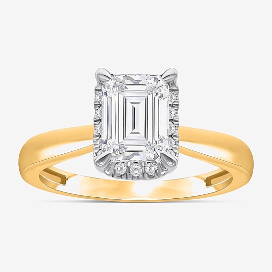 (I / I1) Womens 2 1/7 Ct. T.W. Lab Grown White Diamond 14K Gold Halo Engagement Ring