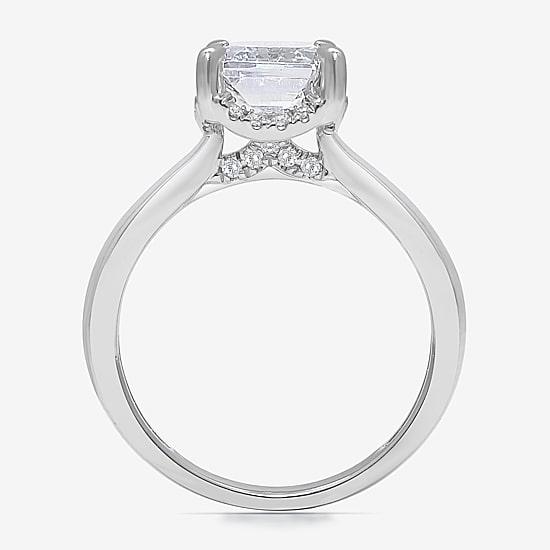(I / I1) Womens 3 1/7 Ct. T.W. Lab Grown White Diamond 14K Gold Halo Engagement Ring