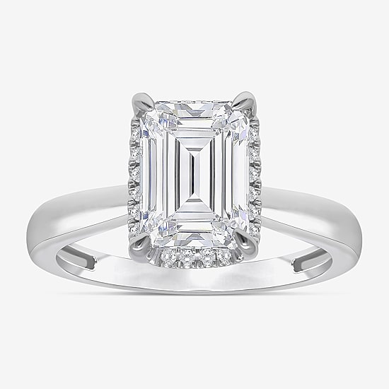 (I / I1) Womens 3 1/7 Ct. T.W. Lab Grown White Diamond 14K Gold Halo Engagement Ring