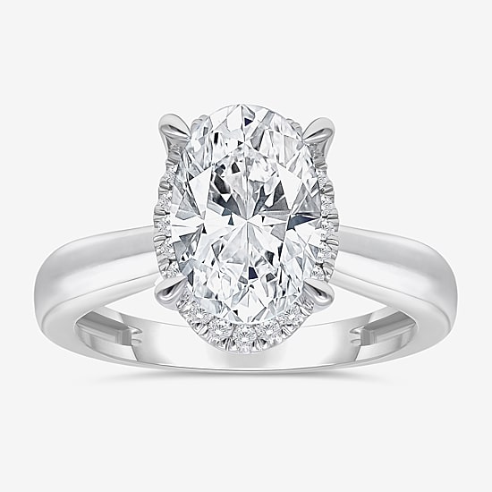 (I / I1) Womens 3 1/7 Ct. T.W. Lab Grown White Diamond 14K Gold Oval Halo Engagement Ring