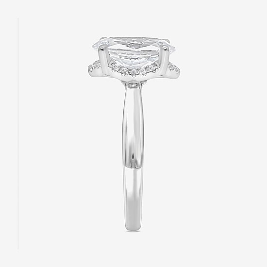 (I / I1) Womens 3 1/7 Ct. T.W. Lab Grown White Diamond 14K Gold Oval Halo Engagement Ring