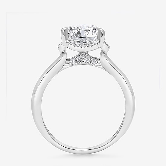 (I / I1) Womens 3 1/7 Ct. T.W. Lab Grown White Diamond 14K Gold Round Halo Engagement Ring