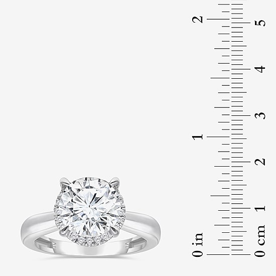 (I / I1) Womens 3 1/7 Ct. T.W. Lab Grown White Diamond 14K Gold Round Halo Engagement Ring