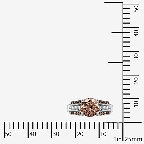 Diamonart Womens Brown Cubic Zirconia Sterling Silver Side Stone Engagement Ring