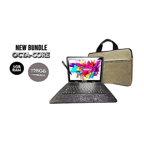 LINSAY® 10.1 Octa Core 128Gb Android 15 Tablet Black Keyboard