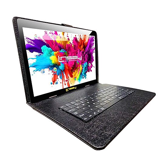 LINSAY® 10.1 Octa Core 128Gb Android 15 Tablet Black Keyboard