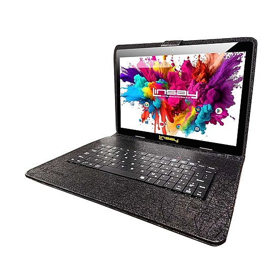 LINSAY® 10.1 Octa Core 128Gb Android 15 Tablet Black Keyboard