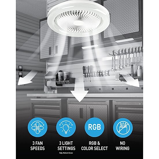 Bell + Howell Socket Air Infoor White With Remote Control And Rgb Colors Ceiling Fan