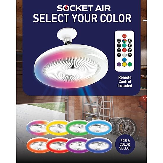 Bell + Howell Socket Air Infoor White With Remote Control And Rgb Colors Ceiling Fan