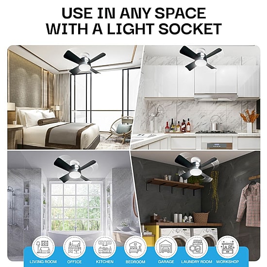 Bell + Howell Socket With Warm Lighting And Remote Control Ceiling Fan