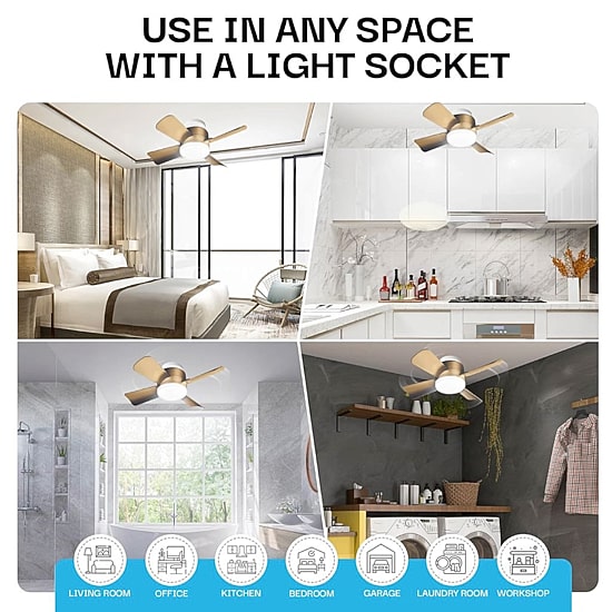 Bell + Howell Socket With Warm Lighting And Remote Control 1000 Lumens Ceiling Fan