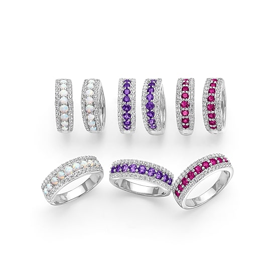 Womens Genuine Purple Amethyst Sterling Silver Band